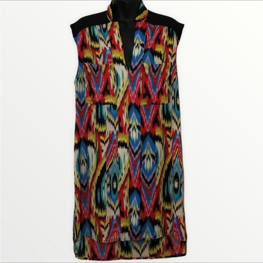 SILENCE + NOISE colorful sleeveless casual lightweight tunic mini dress size M